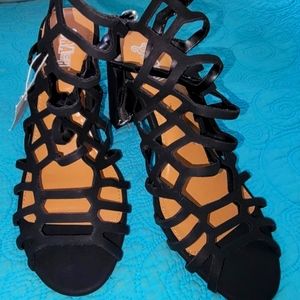 Black strappy heels